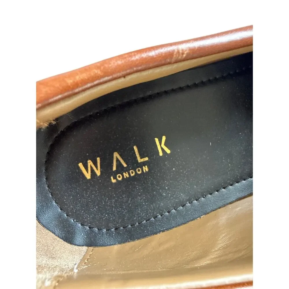 Walk London Leather Men's Tasseled Loafers US 9 Brown Dress Shoes
